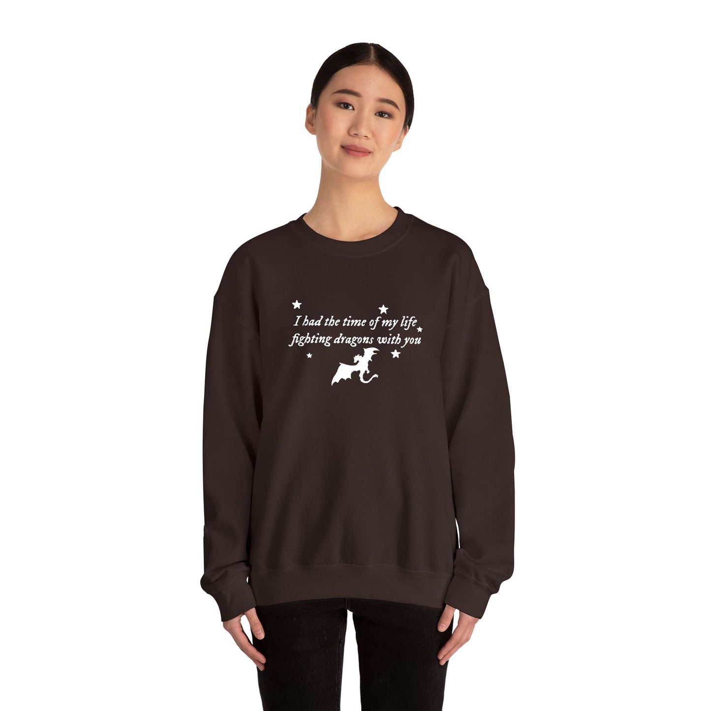 Embroidered Crewneck Sweatshirt — fighting dragons with you
