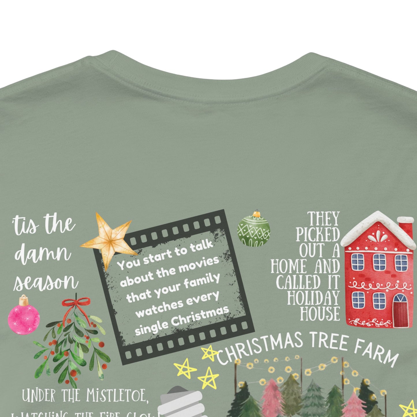 Merry Swiftmas - Swiftie Lyrics Collage front/back - Unisex Jersey Short Sleeve Tee