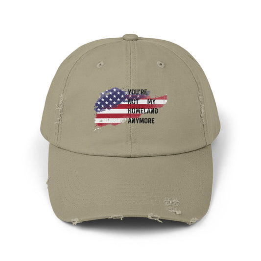 Not My Homeland Anymore Unisex Distressed Cap with American Flag Design, Casual Wear, Perfect for Protesting Events, Outdoor Adventures