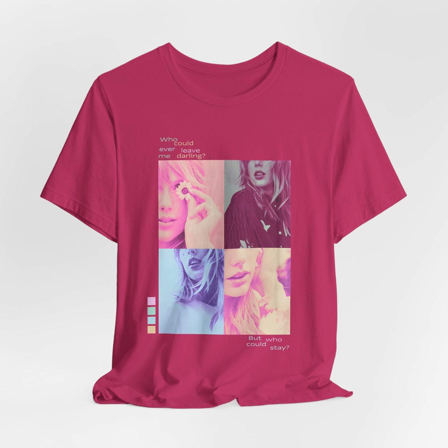 Pop Art Photo Grid Tee — "Who Could Stay?" Unisex Bella Canvas Collage T-Shirt