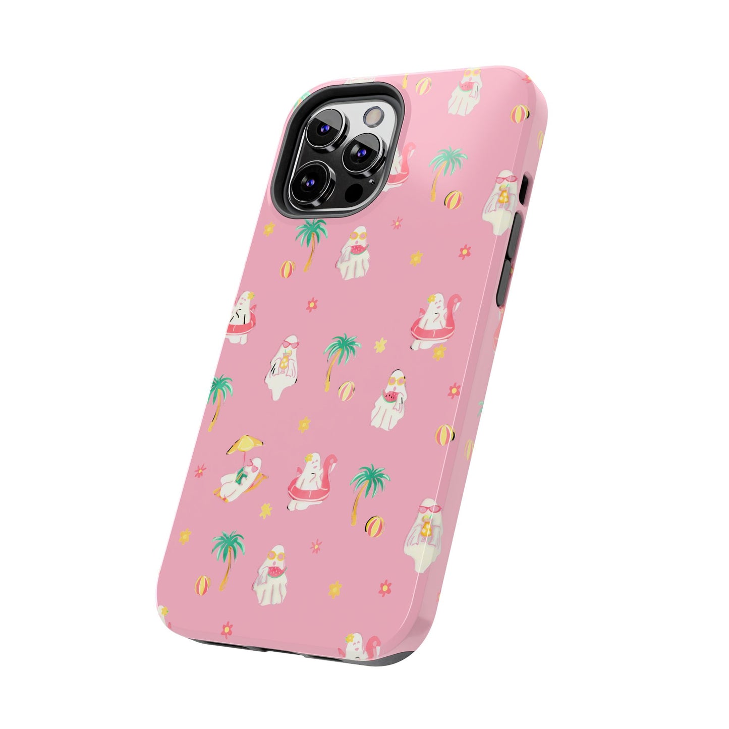Pink Summerween Phone Cases with Ghosties - Fun Vacation Accessories, Cute Gift for Beach Lovers, Phone Covers, Summer Essentials