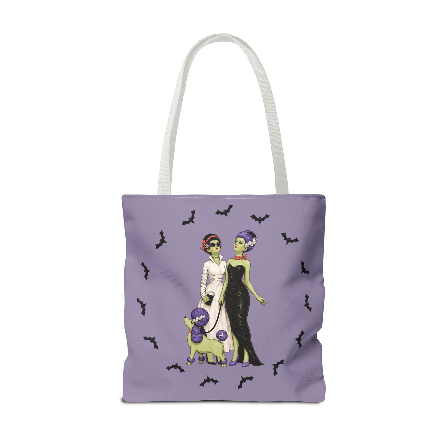 Gothic Brides Tote Bag — Retro Monster Dog Walk Design