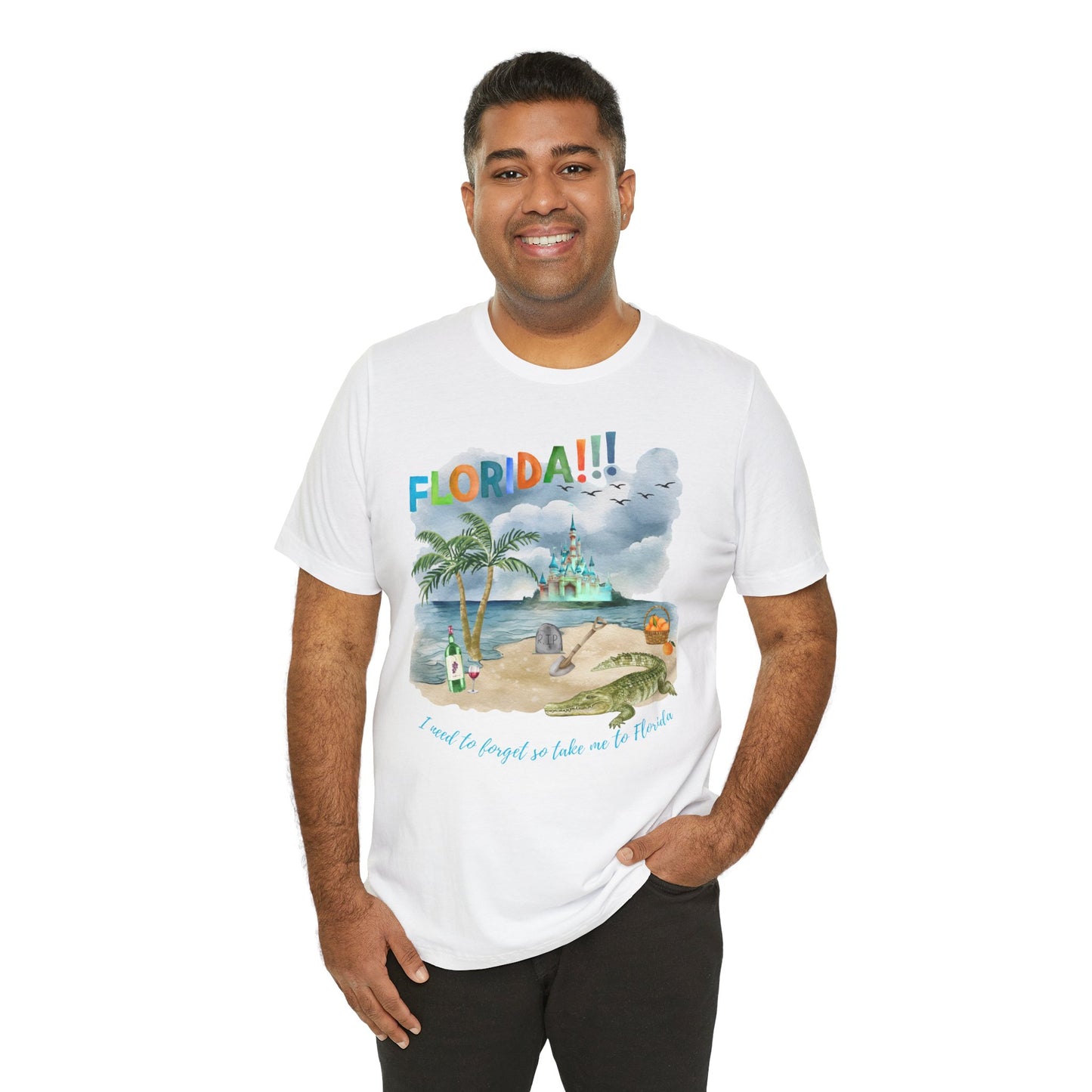 FLORIDA!!! Watercolor Print - Unisex Jersey Short Sleeve Tee