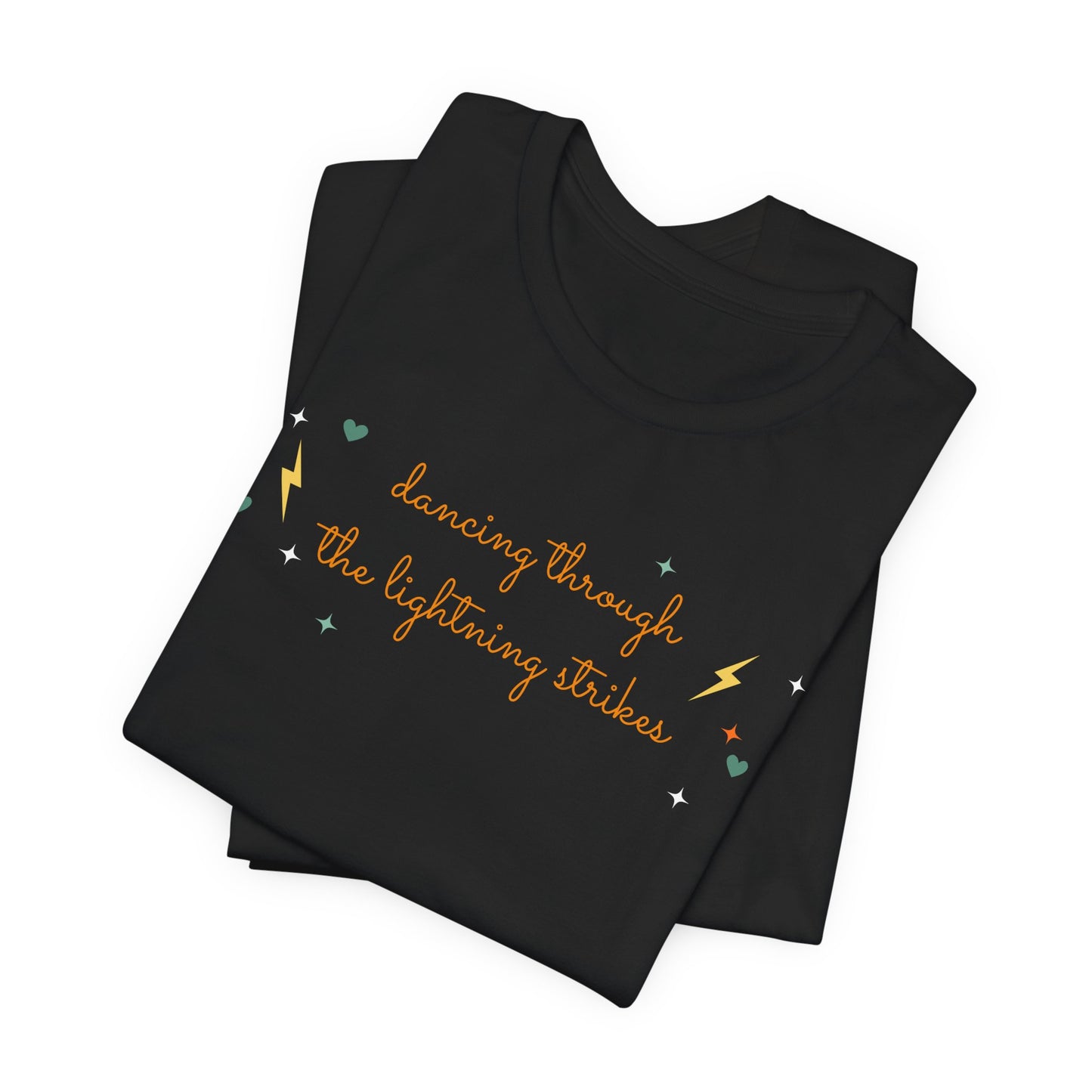 Dancing Through the Lightning Short Sleeve Tee, Fun Graphic Tee, Unisex T-Shirt, Summer Vibes Shirt, Gift for Lightning Lovers, Bright [...]