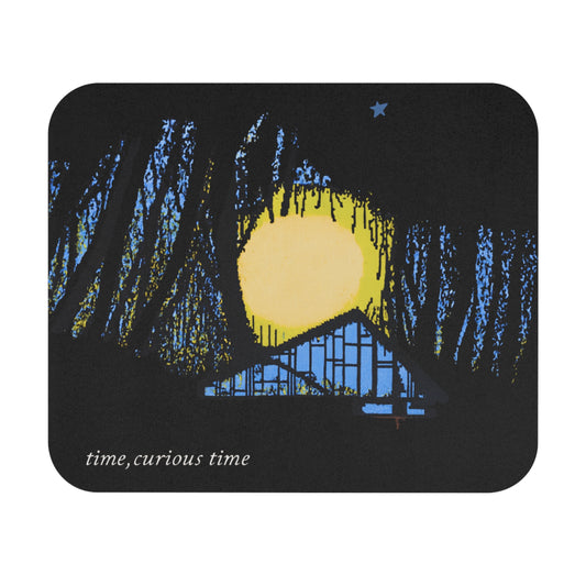 Moonlit Cabin Mouse Pad — "time, curious time" Scenic Desk Mat