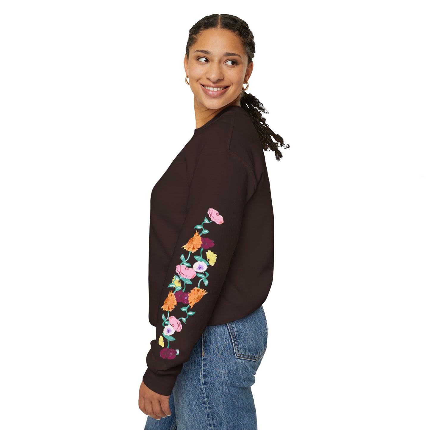 Acoustic Piano Floral Sleeve Crewneck Sweatshirt
