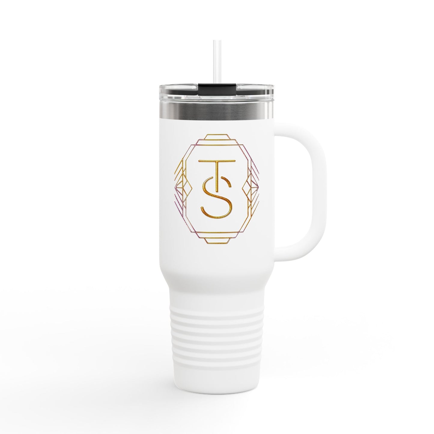 40oz Insulated Travel Mug with Gold Monogram – Large Thermal Tumbler