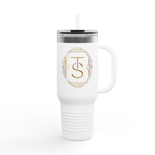 40oz Insulated Travel Mug with Gold Monogram – Large Thermal Tumbler
