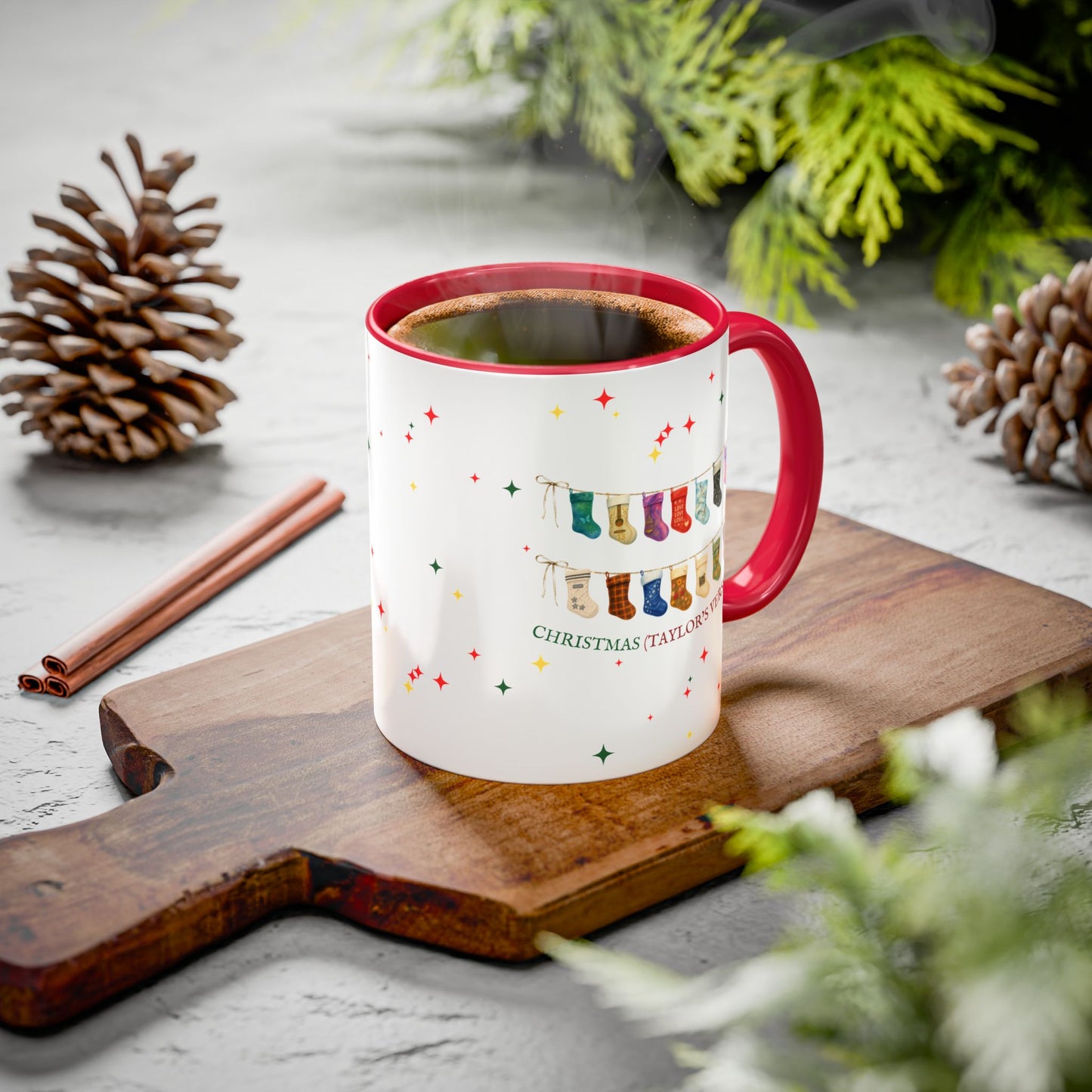 Christmas Stocking Mug — "Christmas (TV)" Colorful Holiday Coffee Cup (11oz)