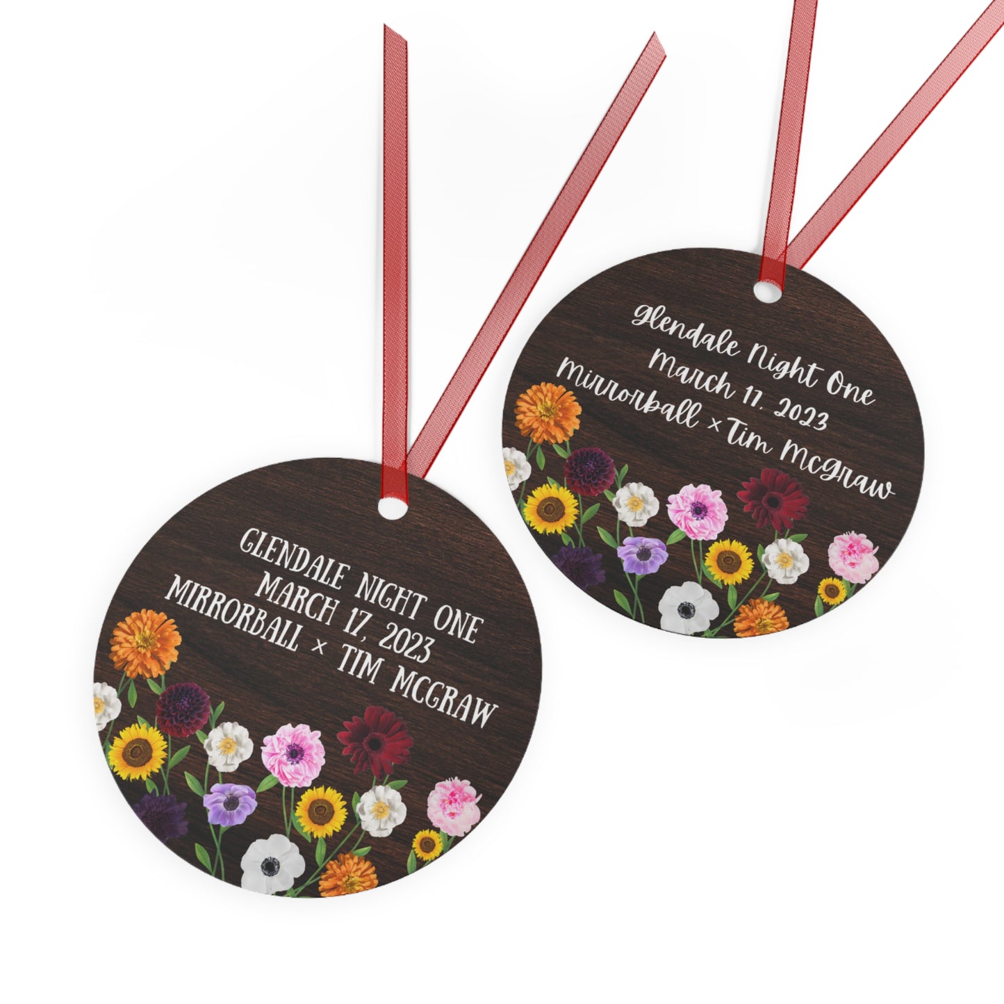 CUSTOMIZABLE Surprise Songs and Concert Date Floral Piano - Metal Ornament