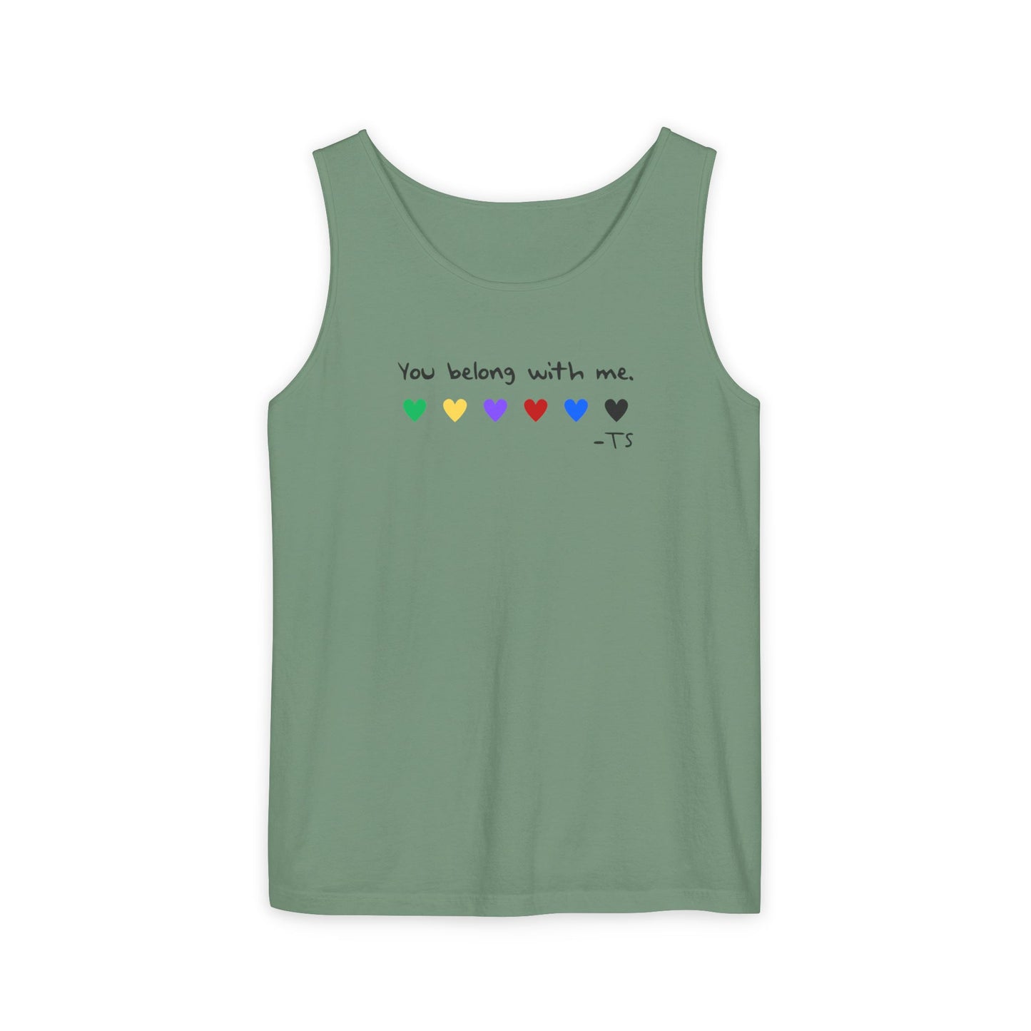 You Belong With Me Printed Comfort Colors Unisex Garment-Dyed Tank Top, Love Heart Tee, Cute Summer Top, Casual Wear, Gift for Friends