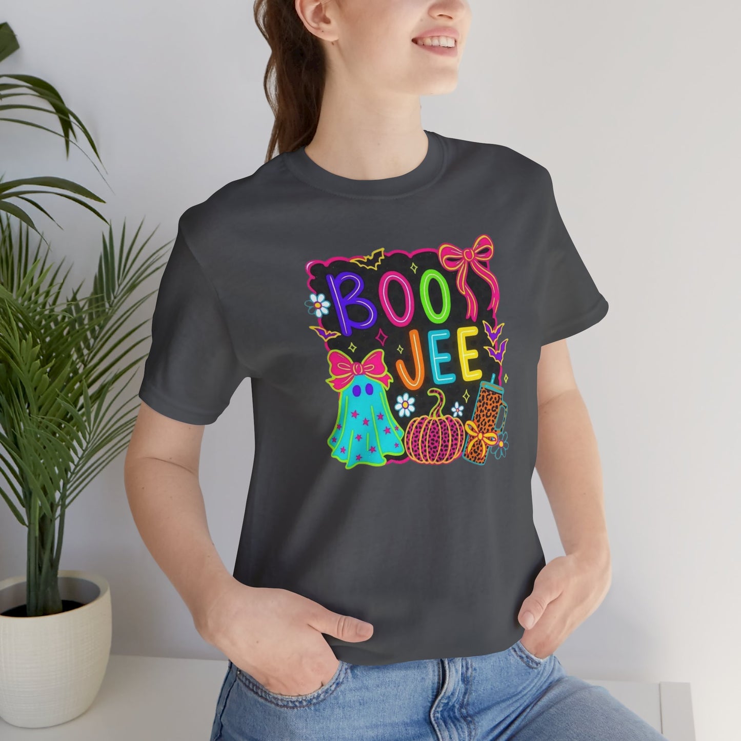 Boo Jee Halloween Tee, Festive Fall Shirt, Spooky Ghost Design, Unisex Halloween Apparel, Cute Pumpkin Graphic Tee
