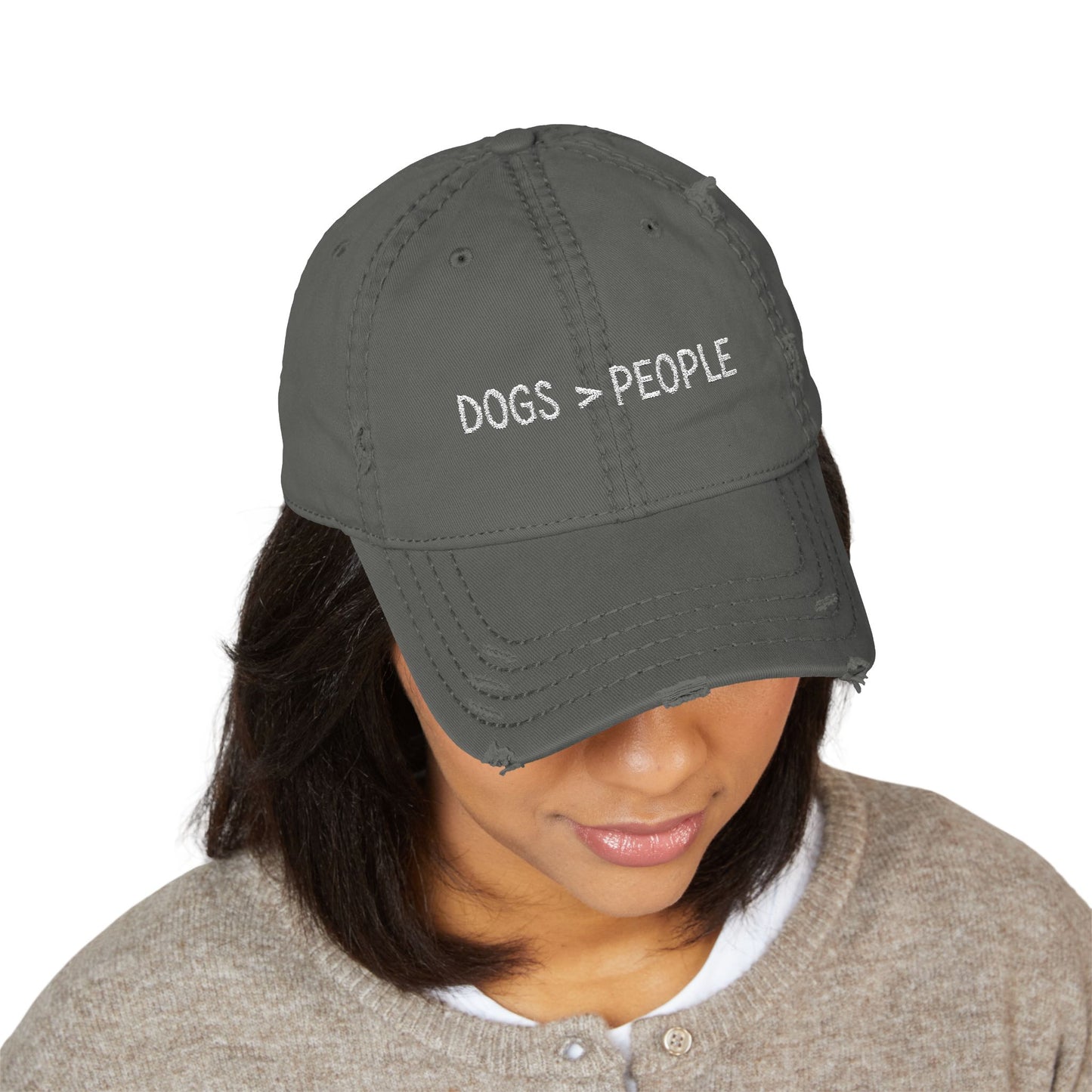 Dogs are better than people - Distressed Dog Lover Cap, Casual Dad Hat, Embroidered Baseball Hat, Relaxed Style Accessory, Gift for Pet Owners