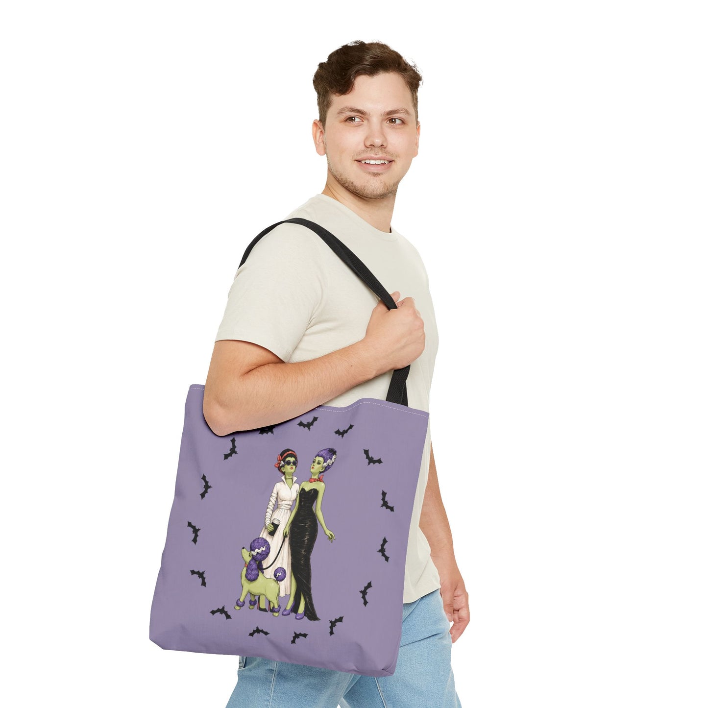 Gothic Brides Tote Bag — Retro Monster Dog Walk Design