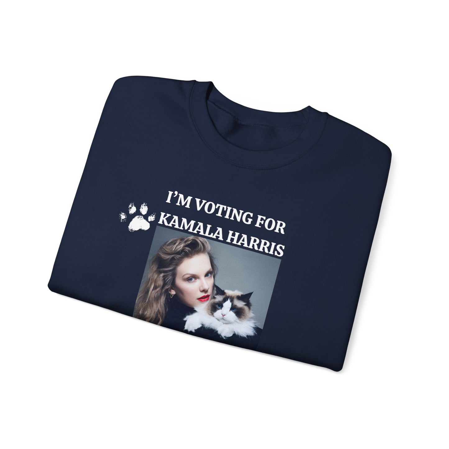 I'm voting for Kamala Harris - with love and hope, childless cat lady - Swifties for Harris - Unisex Heavy Blend™ Crewneck Sweatshirt