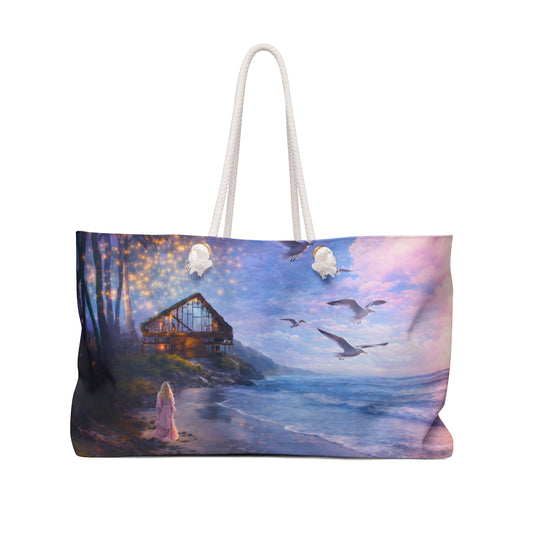 Keep it 100 Coastal Cottage Sunset Weekender Bag — Dreamy Seaside Escape Tote