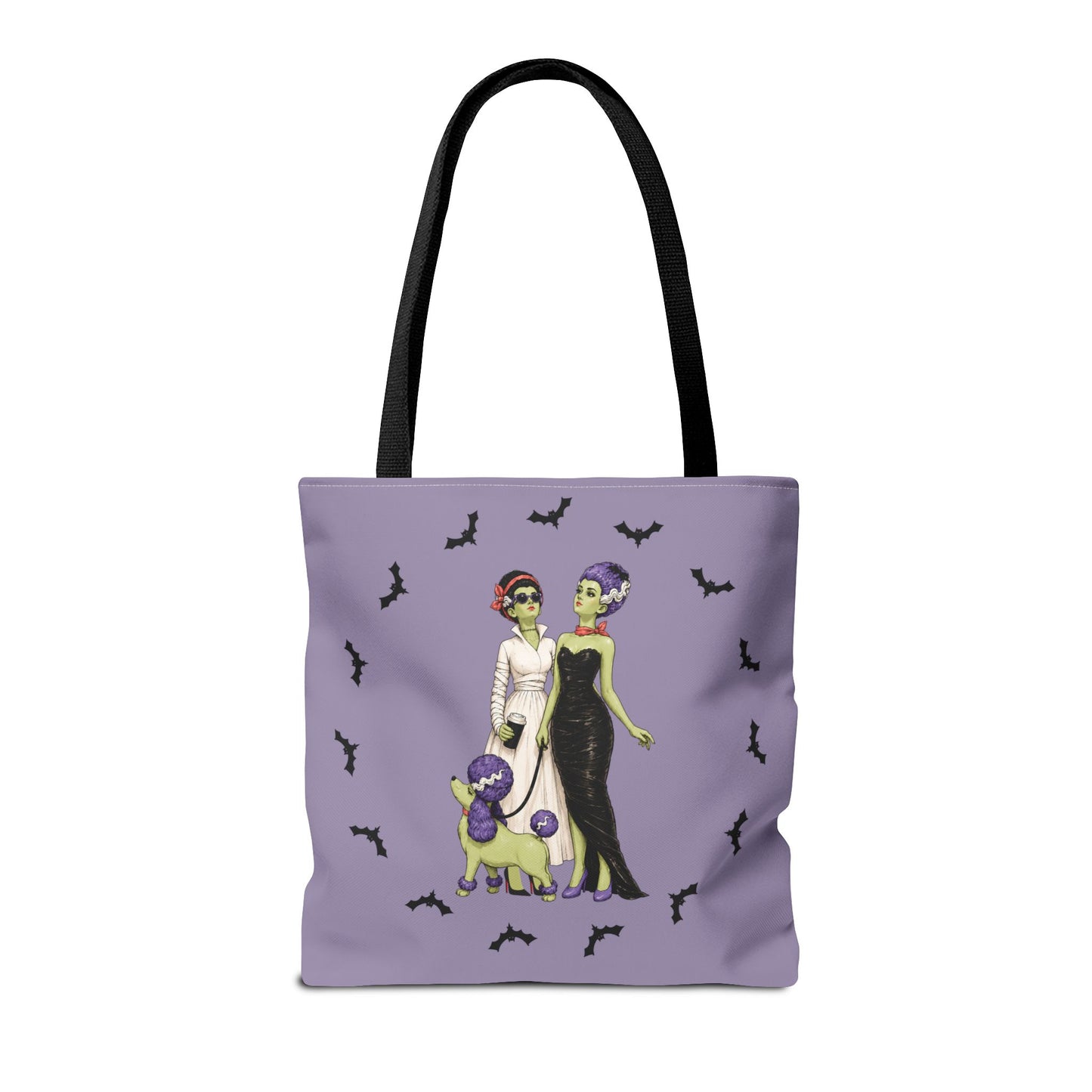 Gothic Brides Tote Bag — Retro Monster Dog Walk Design