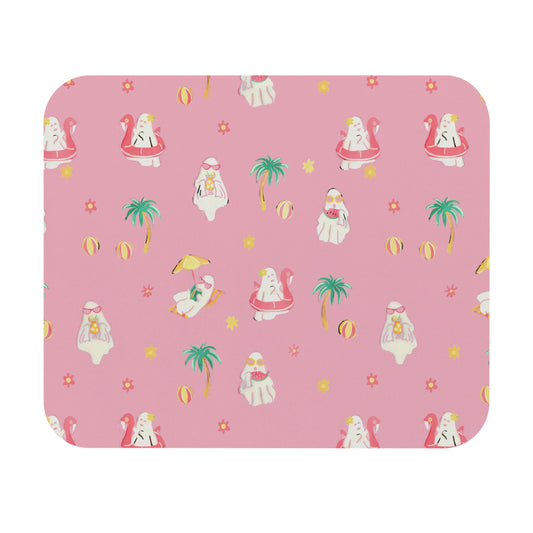 Cute Pink Summerween Tropical Mouse Pad, Summer Desk Accessory, Colorful Office Decor, Gift for Beach Lovers, Fun Workspace Essential