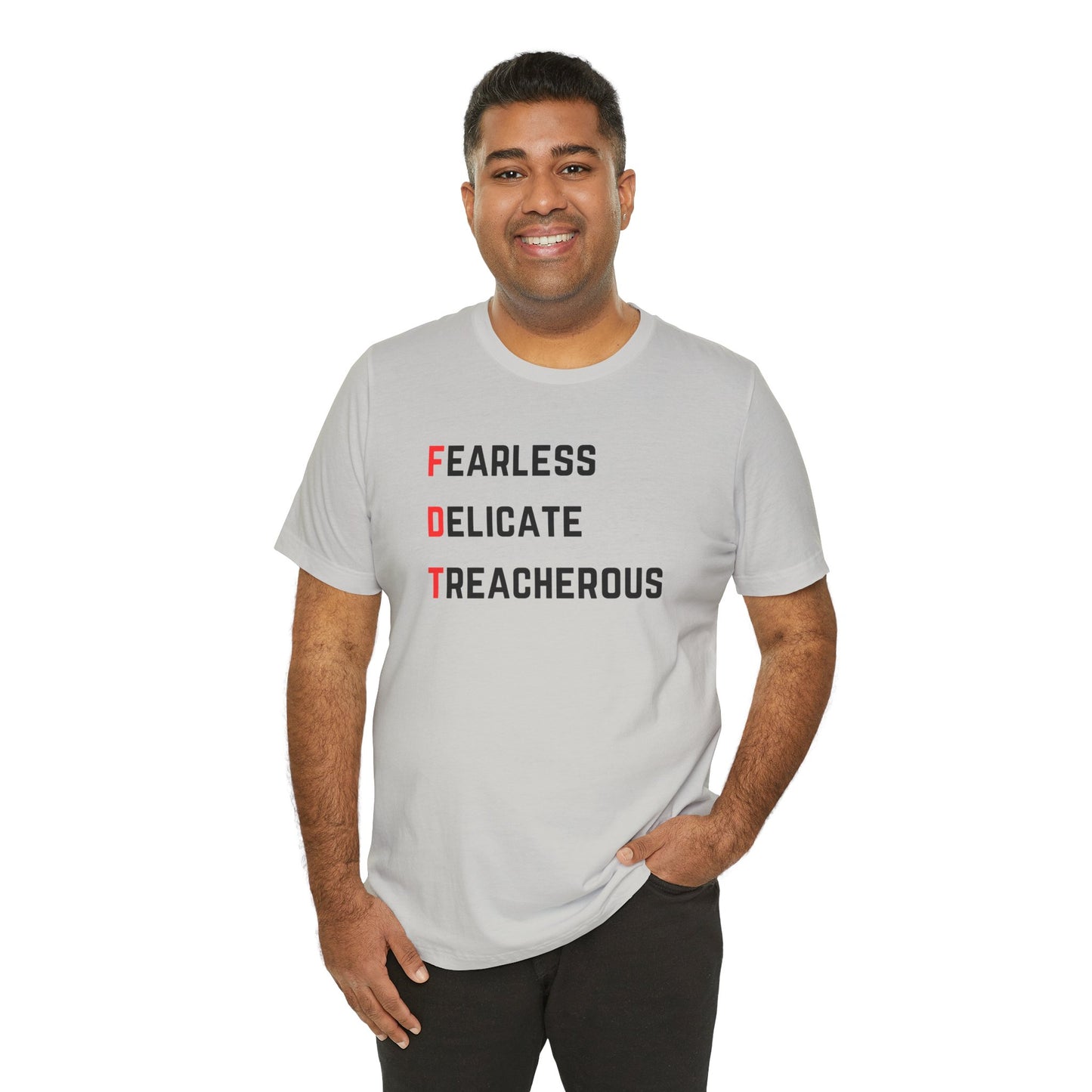 FDT Fearless Delicate Treacherous Unisex Jersey Tee, Swiftie T-Shirt, Political Tee, Casual Gift, Everyday Wear, Unique Gift Idea