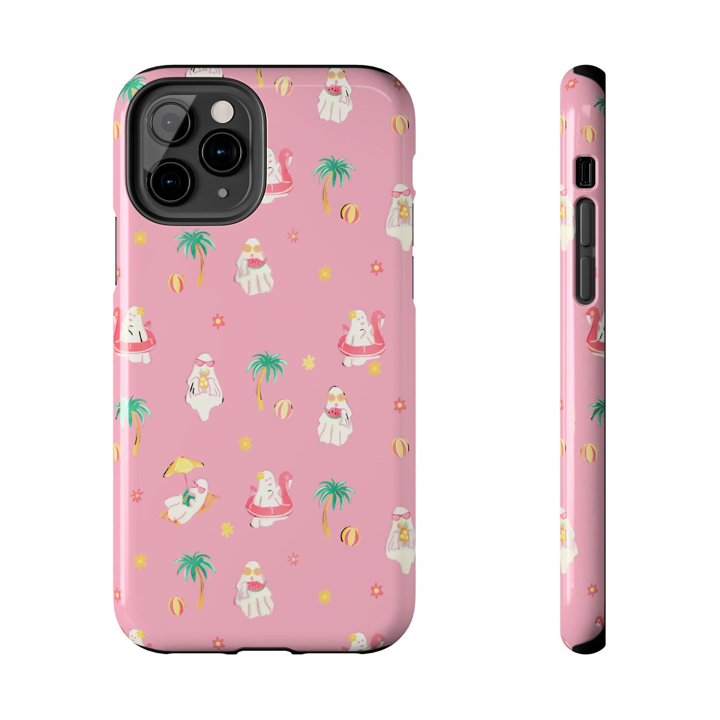 Pink Summerween Phone Cases with Ghosties - Fun Vacation Accessories, Cute Gift for Beach Lovers, Phone Covers, Summer Essentials