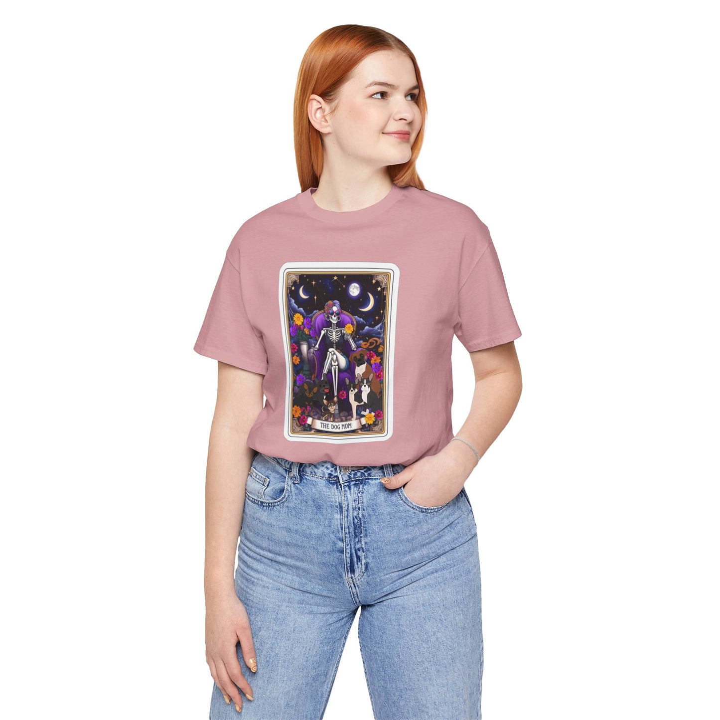 Custom Dog Mom Tarot Tee: Unisex Bella Canvas Jersey Short Sleeve Shirt, Pet Lover Gift, Graphic Tee, Casual Wear