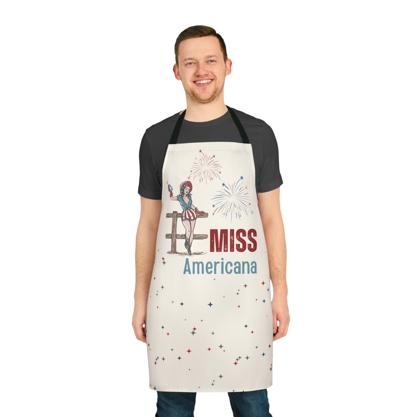 Patriotic Apron - Miss Americana, 4th of July Cooking Gift, Holiday BBQ Apron, Americana Kitchen Style, Baking, Grilling, Family Gatherings
