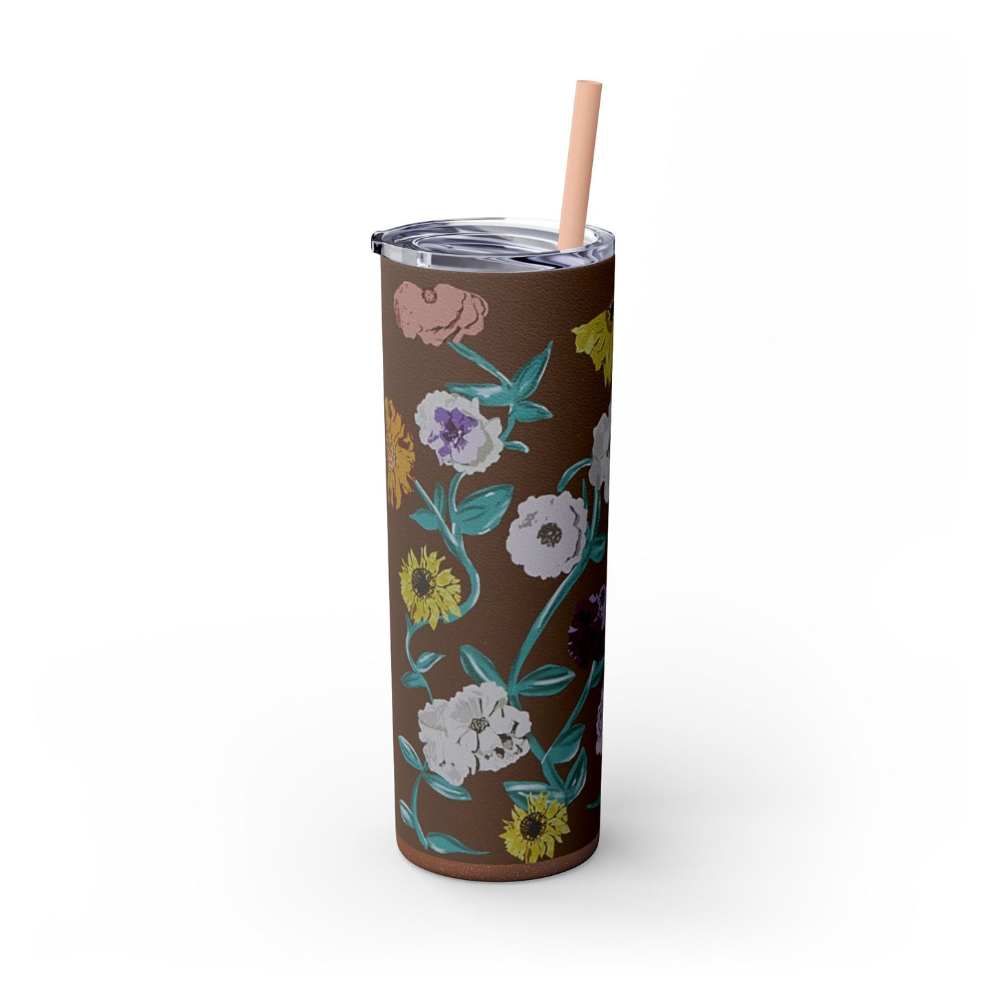 Surprise Song Piano Flowers - Vinyl Case Inspired - Skinny Tumbler with Straw, 20oz