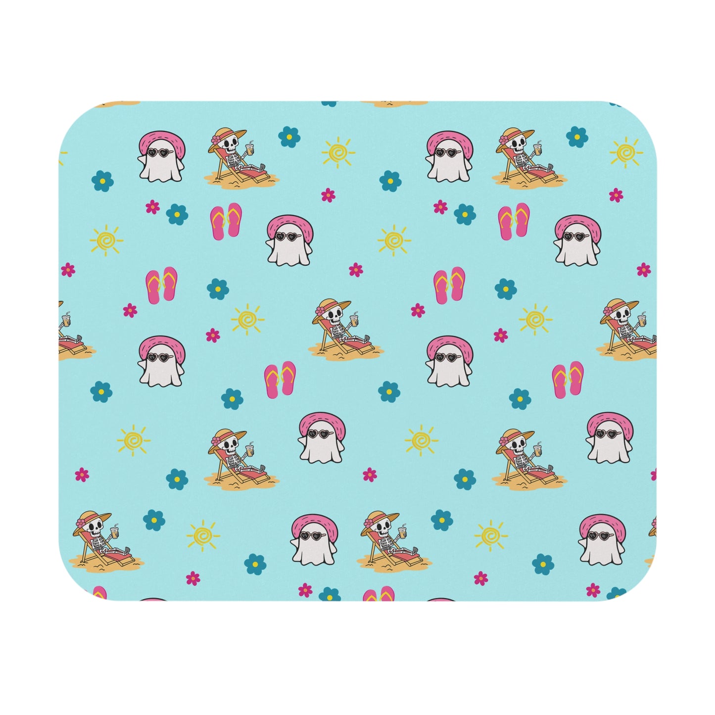 Aqua Summerween Mouse Pad | Cute Office Decor, Desk Accessory, Gift for Students, Nerdy Gift, Beach Vibes