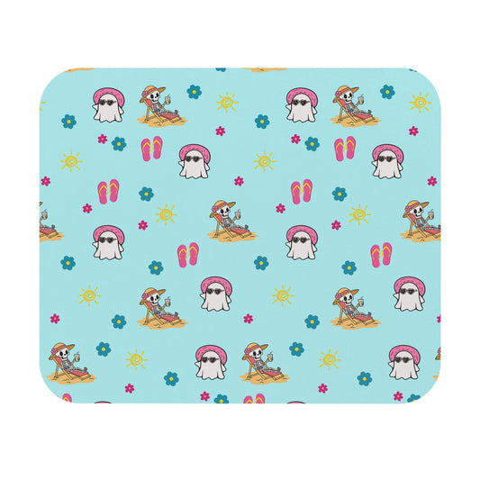 Aqua Summerween Mouse Pad | Cute Office Decor, Desk Accessory, Gift for Students, Nerdy Gift, Beach Vibes