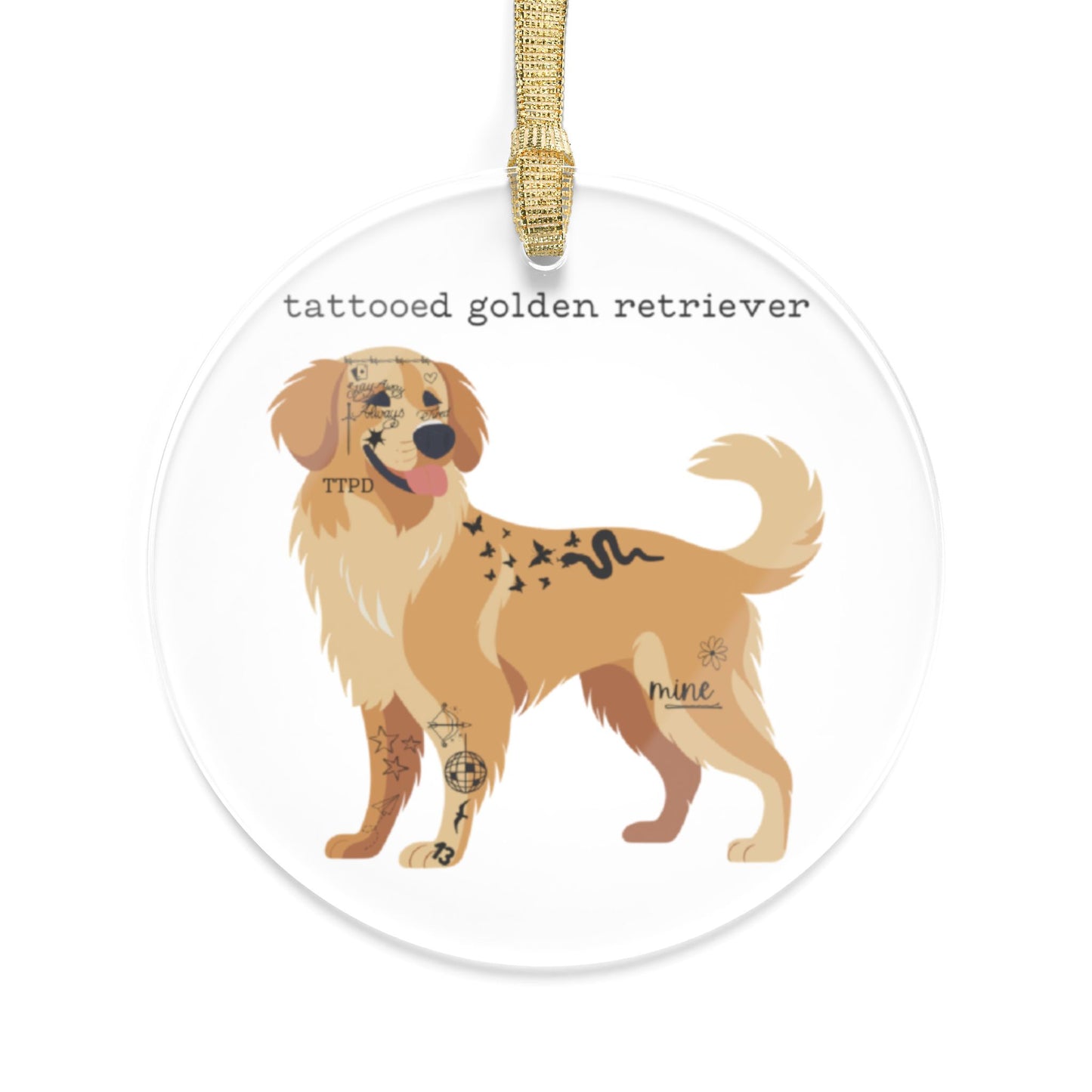 Tattooed Golden Retriever - Acrylic Ornament