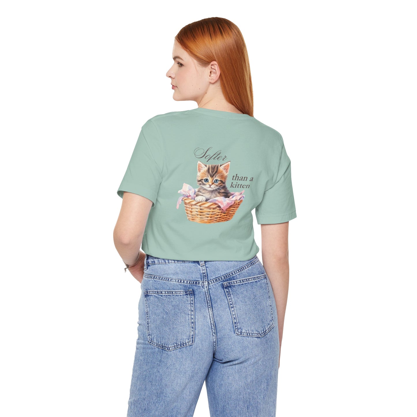 Sweeter than a Peach, Softer than a Kitten - Bella Canvas Unisex Jersey T-Shirt | Graphic Tee for Cat Lovers, Gifts for Her, Birthday Present, Casual Wear, Peach and Kitten Designs