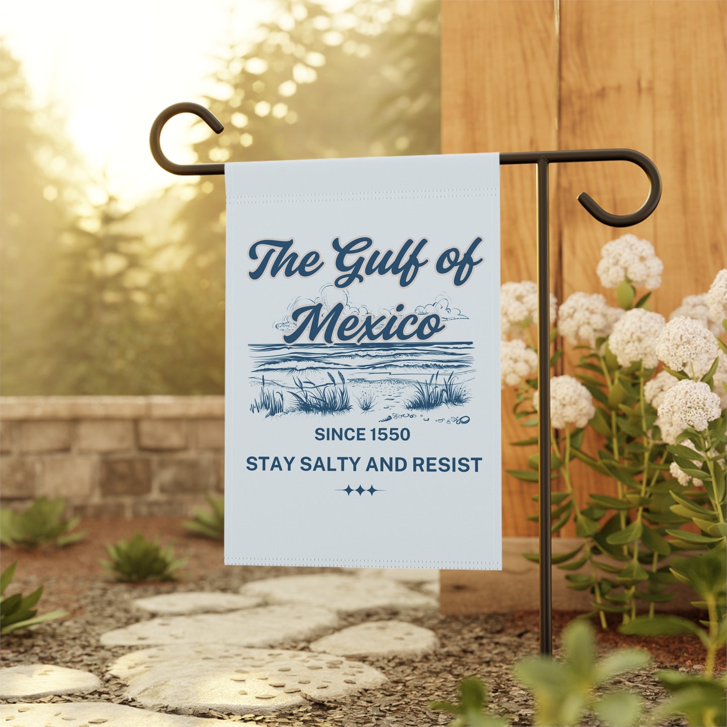 The Gulf of Mexico Garden Banner, Coastal Decor, Beach House Sign, Nautical Flag, Outdoor Patio Art, Summer Welcome Flag