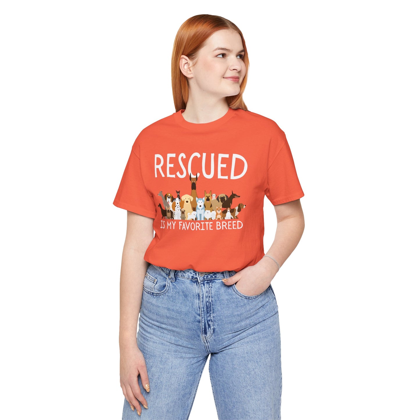 Unisex Dog Lover Tee: 'Rescued is My Favorite Breed' Shirt, Animal Rescue Gift, Pet Owner Apparel, Fun Casual Wear, Birthday Gift