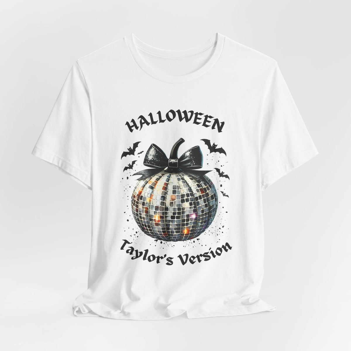 Halloween - TV - Black Disco Ball Pumpkin - Bats - Swiftie Halloween - Unisex Jersey Short Sleeve Tee