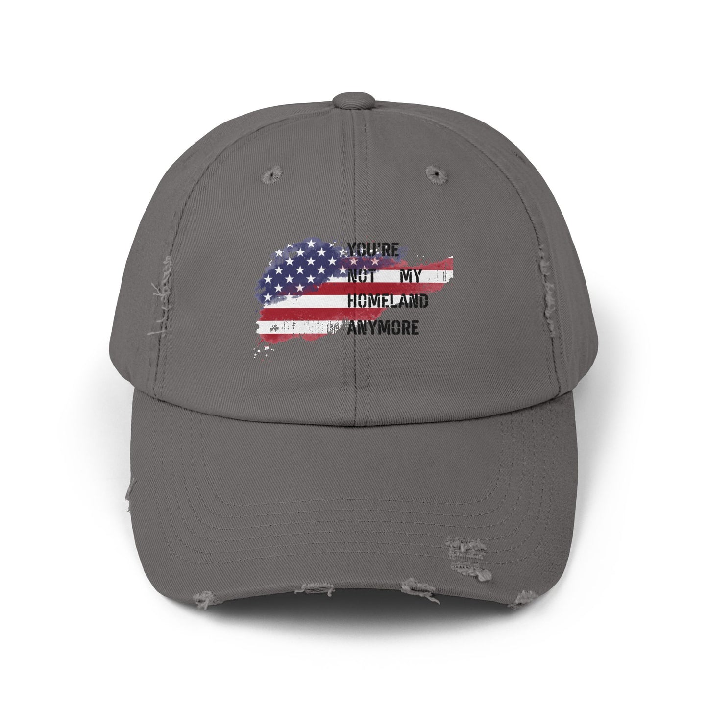 Not My Homeland Anymore Unisex Distressed Cap with American Flag Design, Casual Wear, Perfect for Protesting Events, Outdoor Adventures