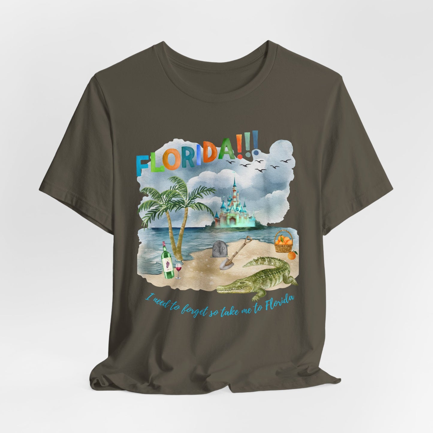 FLORIDA!!! Watercolor Print - Unisex Jersey Short Sleeve Tee