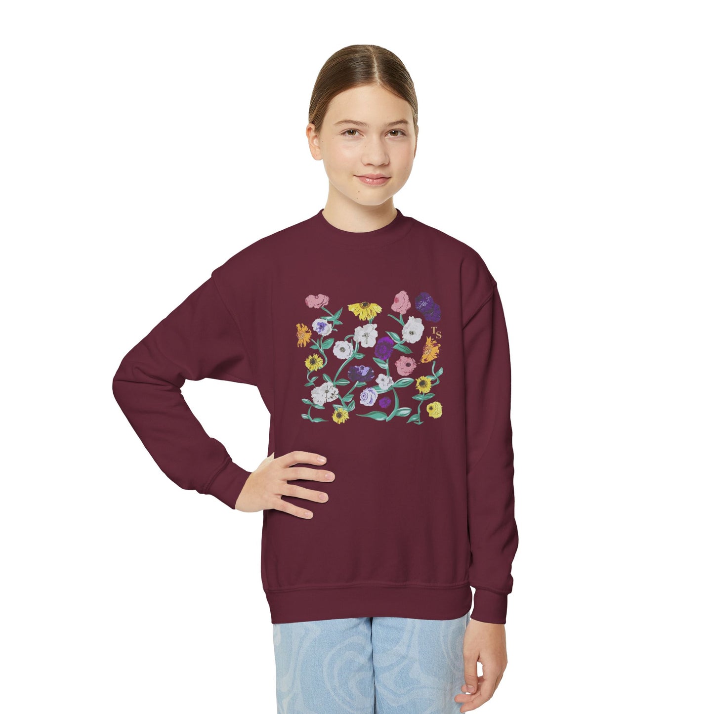 Youth Acoustic Piano Floral Crewneck Sweatshirt