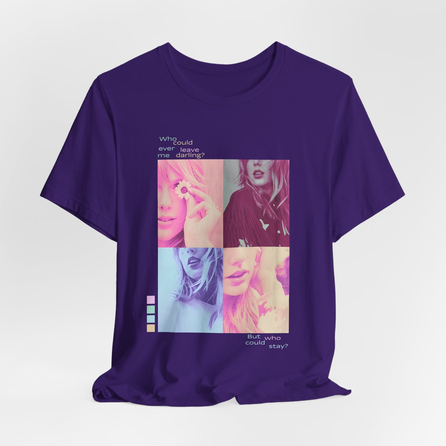 Pop Art Photo Grid Tee — "Who Could Stay?" Unisex Bella Canvas Collage T-Shirt