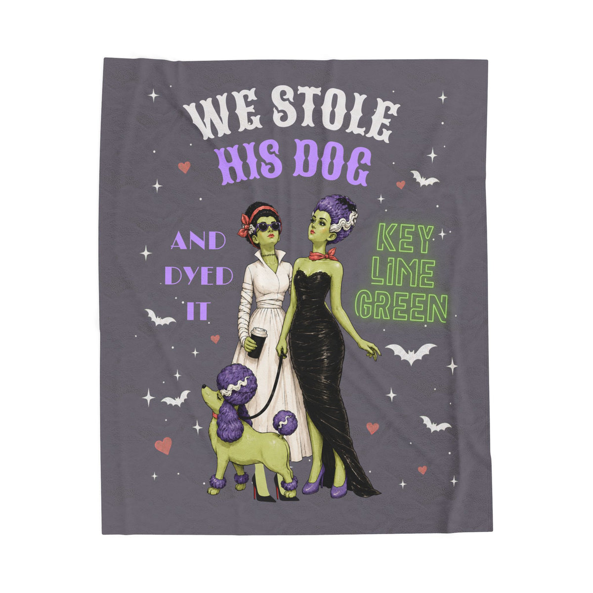 Monster Brides Lesbian Couple Velveteen Plush Blanket – Retro Monster Romance Throw