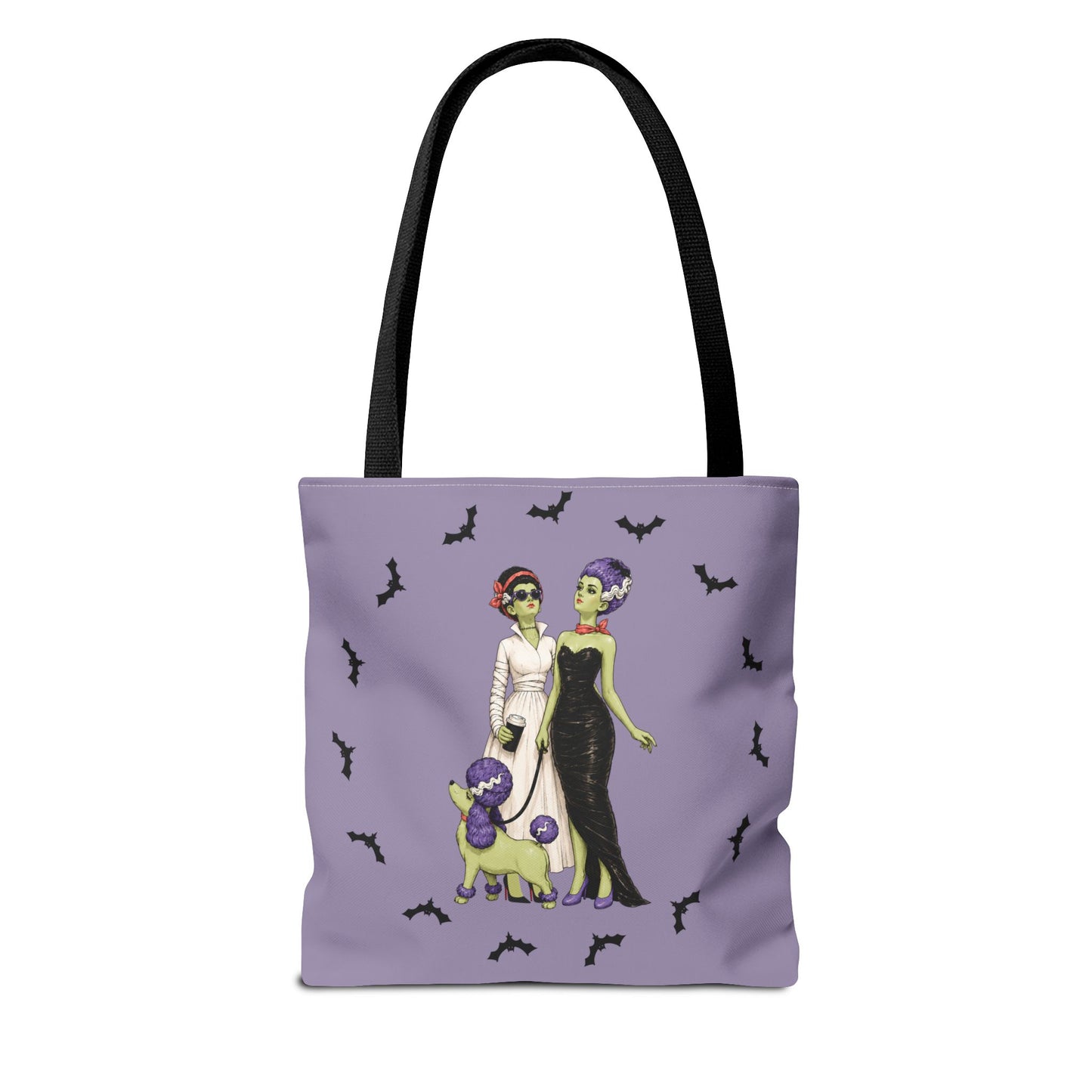 Gothic Brides Tote Bag — Retro Monster Dog Walk Design