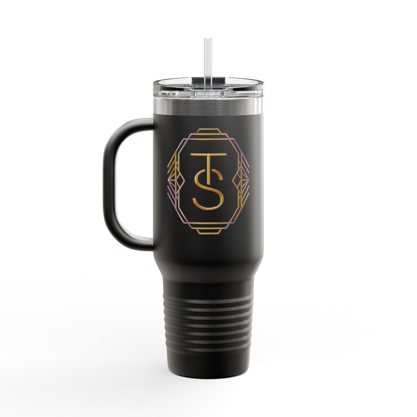 40oz Insulated Travel Mug with Gold Monogram – Large Thermal Tumbler