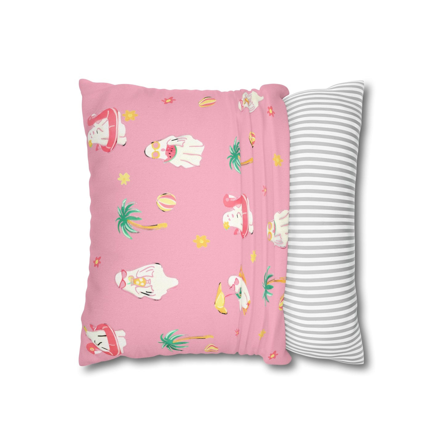 Pink Summerween Pillowcase - Tropical Home Decor, Cute Pillow Cover, Summer Gift, Fun Room Accent, Beach Themed Decor