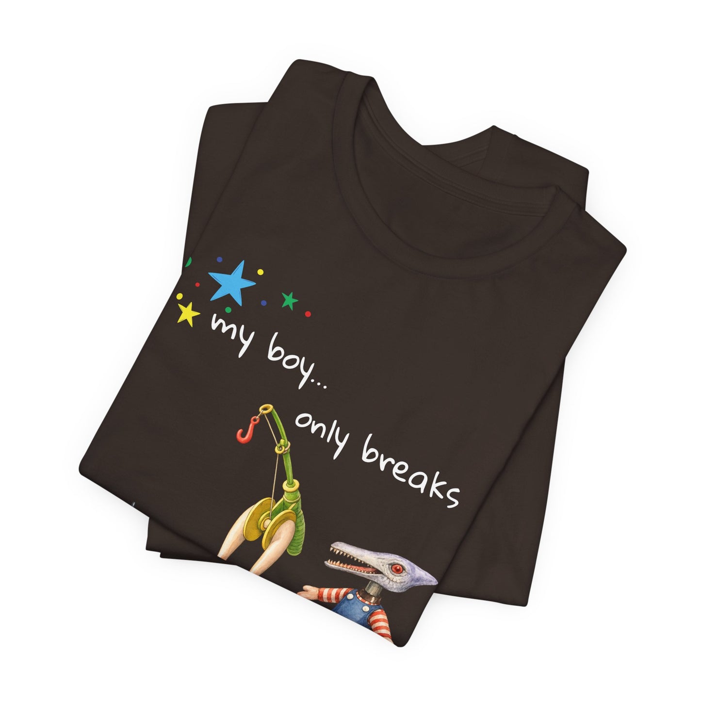 Novelty T‑Shirt — “My Boy Only Breaks His Favorite Toys” Funny Retro Broken Toys Tee