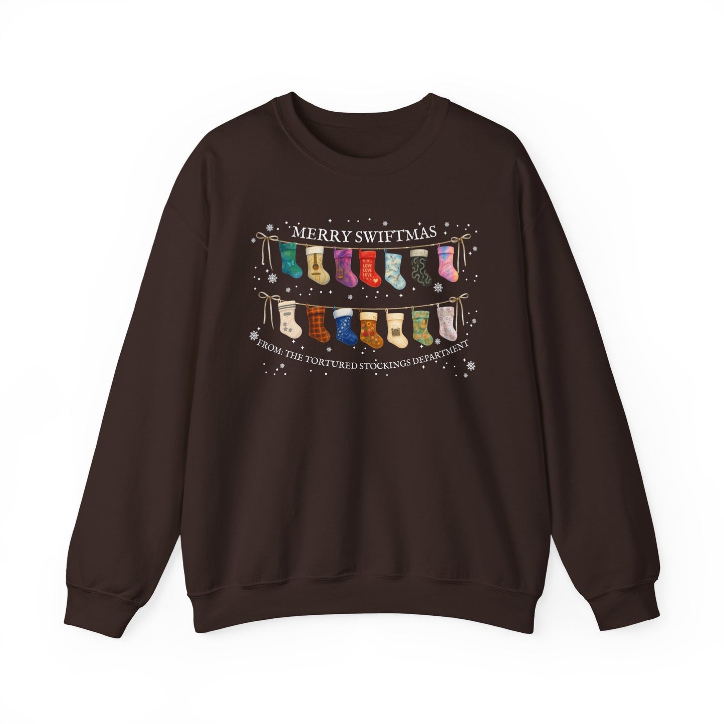 The Tortured Stockings Department Crewneck Sweatshirt — “Merry Swiftmas” Holiday Sweater