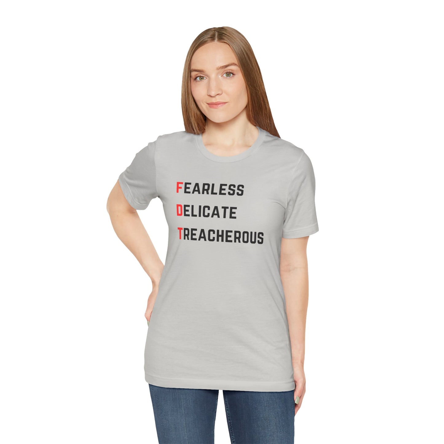 FDT Fearless Delicate Treacherous Unisex Jersey Tee, Swiftie T-Shirt, Political Tee, Casual Gift, Everyday Wear, Unique Gift Idea