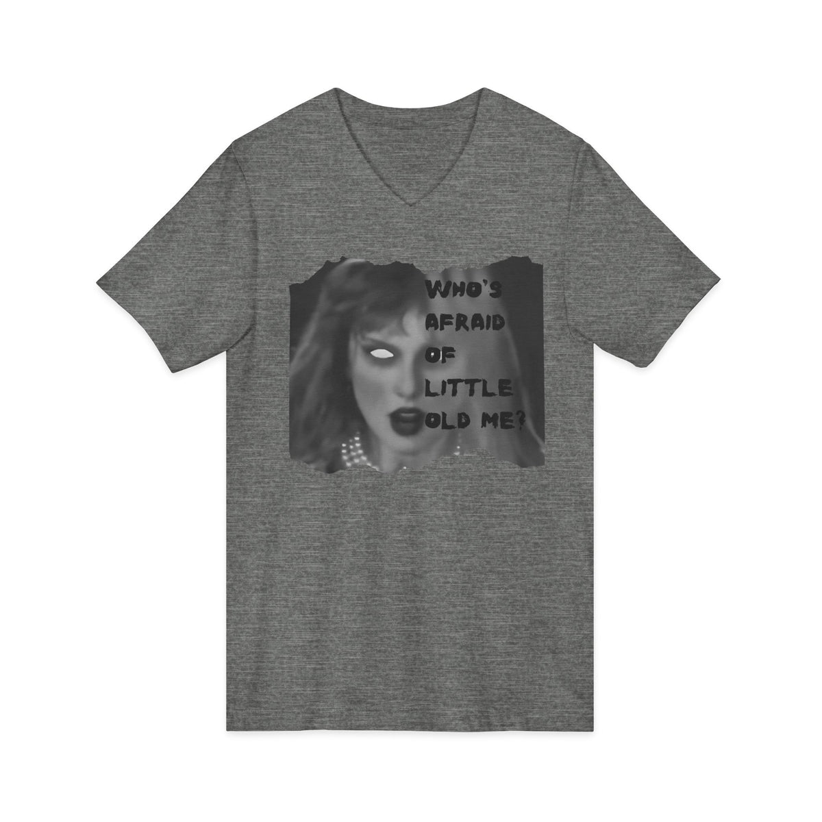 Who's Afraid of Little Ole Me? Unisex VNECK T-Shirt, Halloween Costume Tee, Spooky Gift, Horror Lover Shirt, Statement Tee