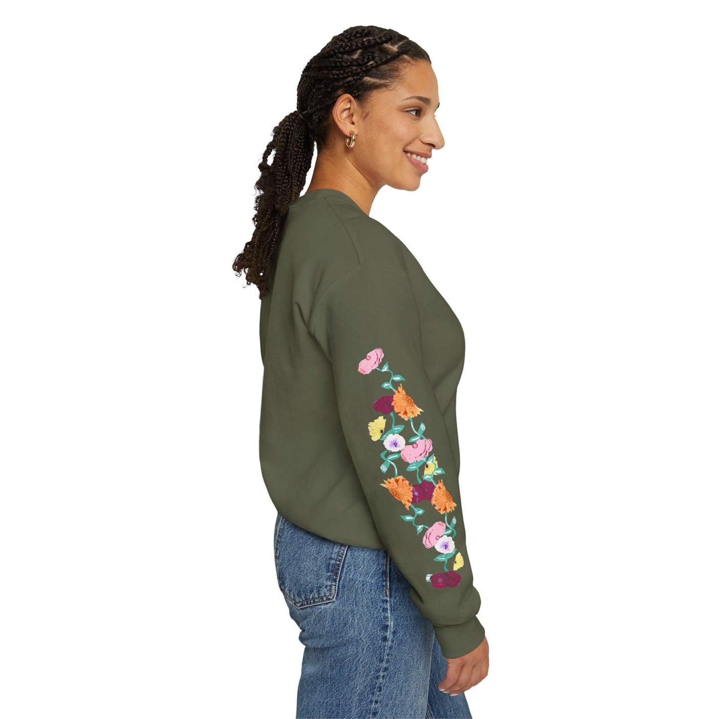 Acoustic Piano Floral Sleeve Crewneck Sweatshirt