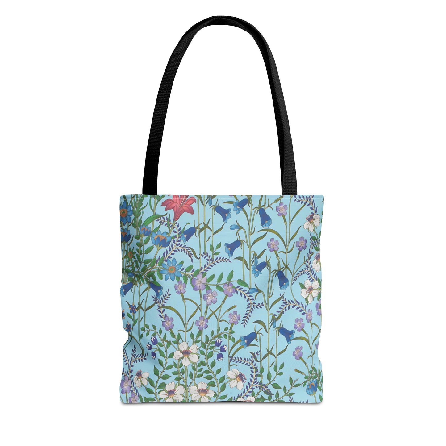 Floral Pattern Tote Bag "Flora Blue" - Vibrant Garden Style for Everyday Use