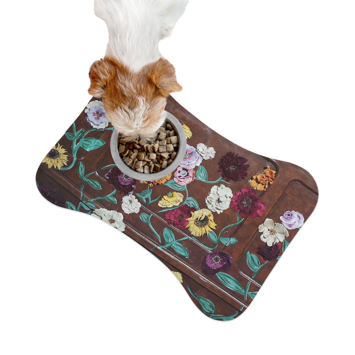 Acoustic Piano Floral Pet Feeding Mat — Waterproof Bowl Placemat for Dogs & Cats