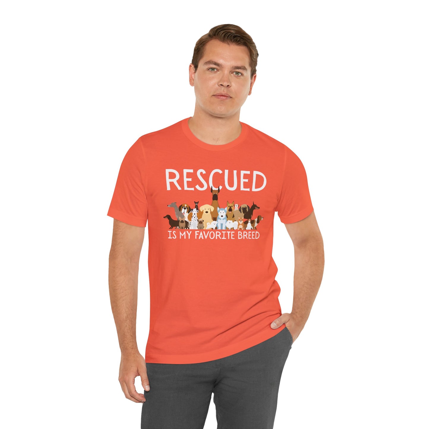 Unisex Dog Lover Tee: 'Rescued is My Favorite Breed' Shirt, Animal Rescue Gift, Pet Owner Apparel, Fun Casual Wear, Birthday Gift